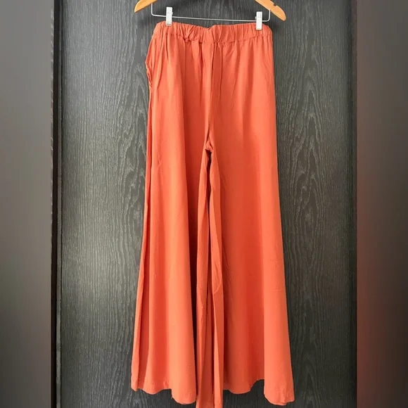 Rewash Terracotta Pants orange wide-leg palazzo pants. - Picture 2 of 9